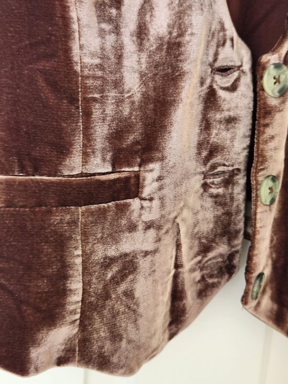 We The Free Brown Velvet Button-Front Vest Soft Boho Western Rodeo Festival XL - Picture 4 of 10